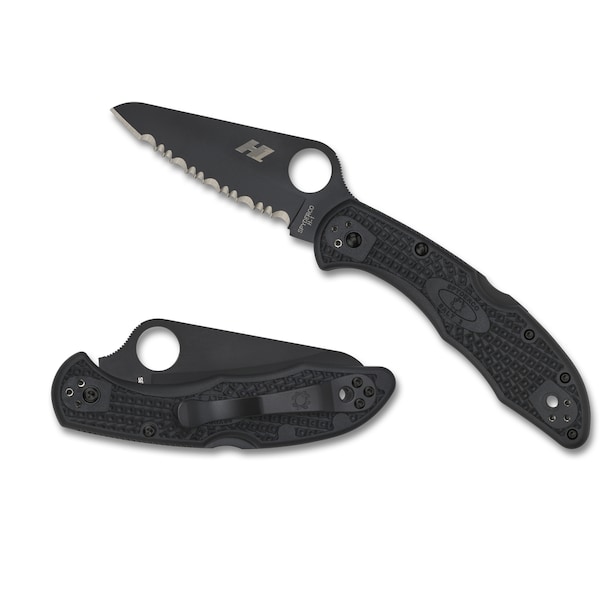 Spyderco 2024 Spyderco Salt 2 Lightweight Black Black Blade/H1 Serrated SPY-C88SBBK2 - main